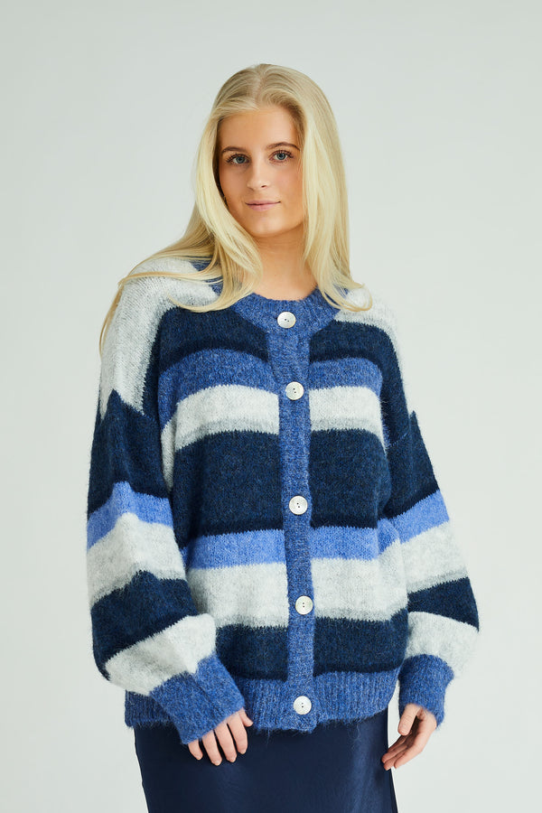 A-View Patrisia stripe cardigan AV4664 Knit 788 Blue/navy