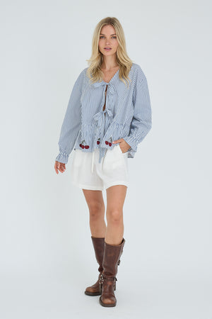 A-View Alize blouse AV8093 Blouse 112 Blue/White Stribe