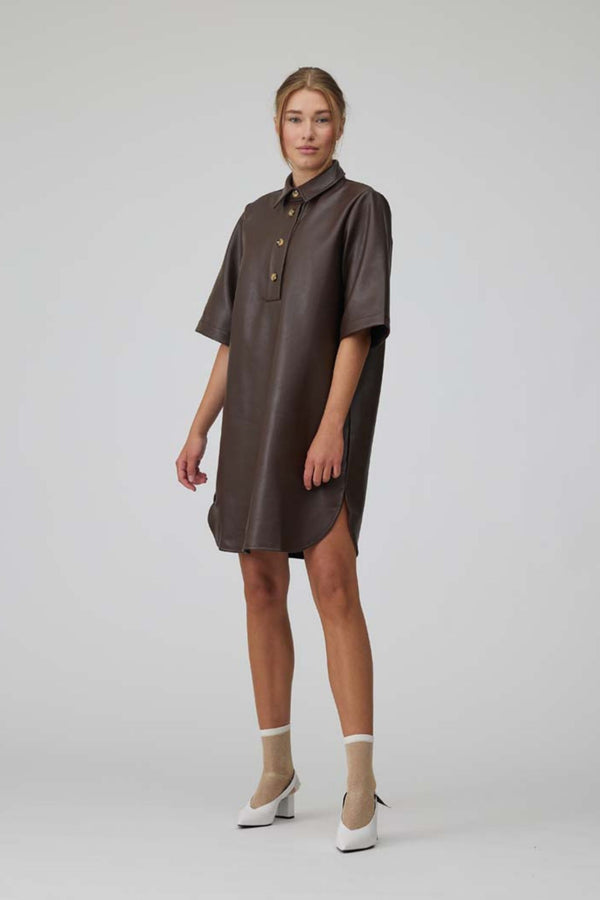 A-View Aya leather dress AV1964 Dresses 117 Brown