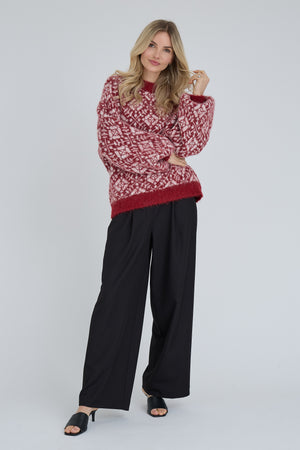 A-View Bergen Knit Pullover Knit 090 Red/White
