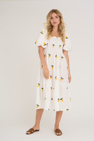 A-View Cheri fruit dress AV4850 Dresses 200 White/Yellow