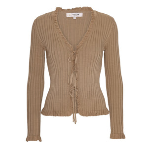 A-View Fabian tie cardigan AV4348 Cardigan 004 Sand
