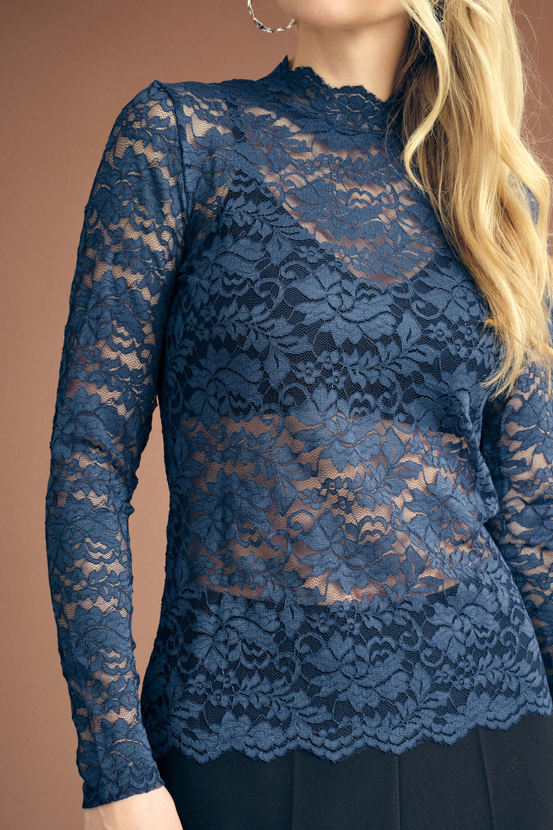 A-View Flora lace blouse AV4720 Blouse 699 Navy