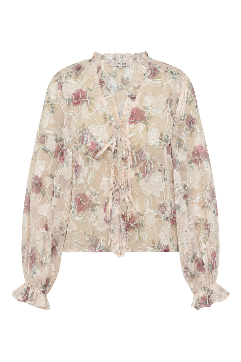 A-View Flounce blouse AV7039 Blouse 308 Sand/dusty green