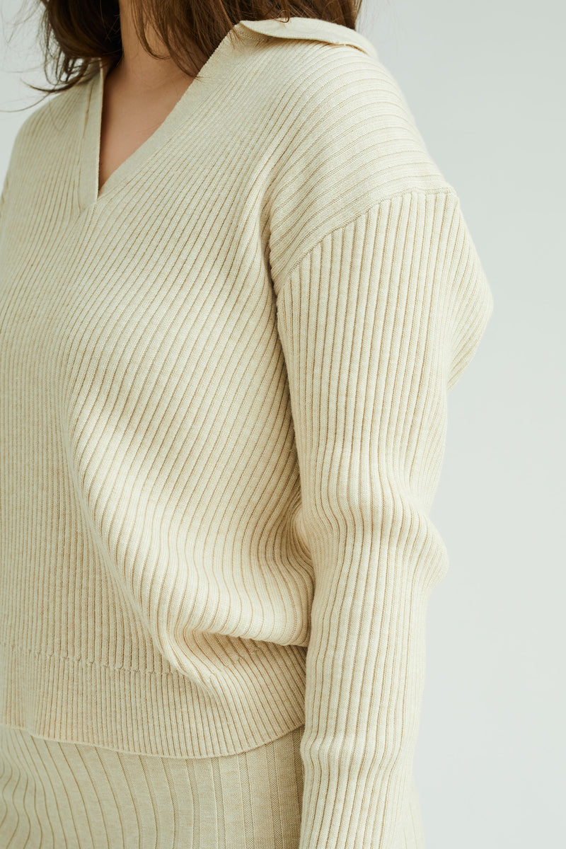 A-View Freja knit blouse AV4713 Knit 003 Light sand