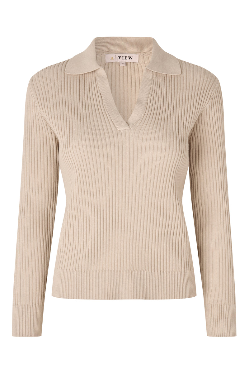 A-View Freja knit blouse AV4713 Knit 003 Light sand