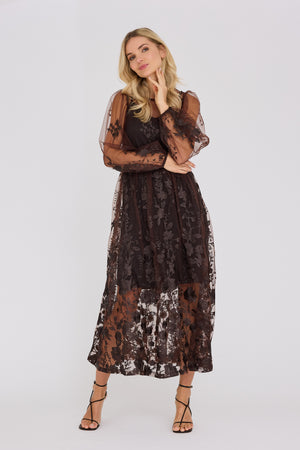 A-View Fuschia dress AV4614 Dresses 194 Dark Brown