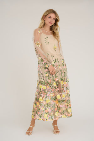 A-View Fuschia dress AV4614 Dresses 201 Sand/Yellow