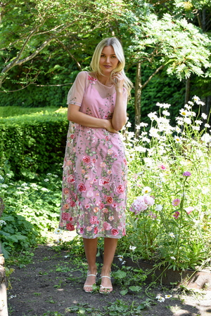 A-View Fuschia midi dress AV7086 Dresses 255 Rose/Red