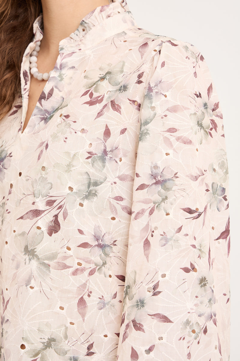 A-View Grete blouse AV6028 Blouse 370 Off white/dusty green