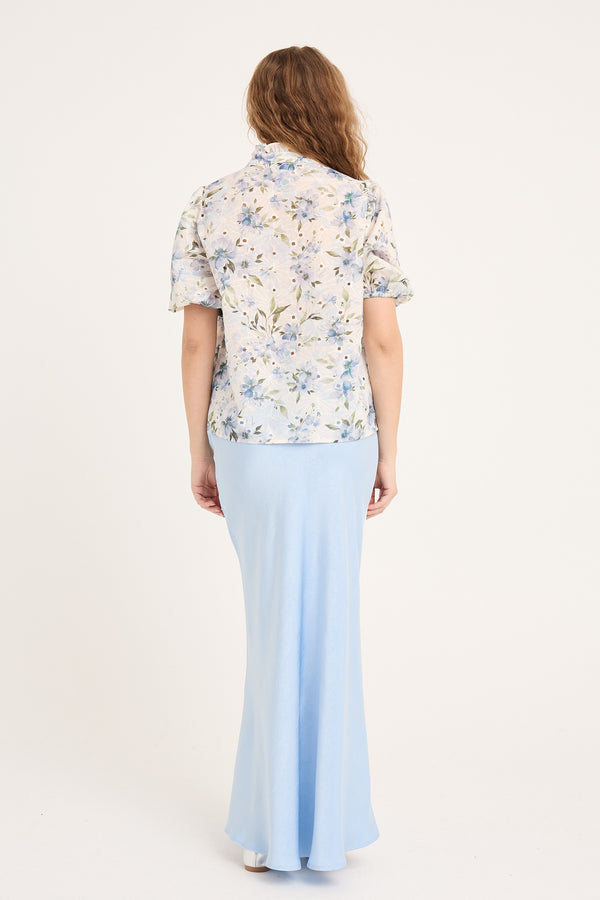 A-View Grete s/s blouse AV6056 Blouse 144 White/Blue