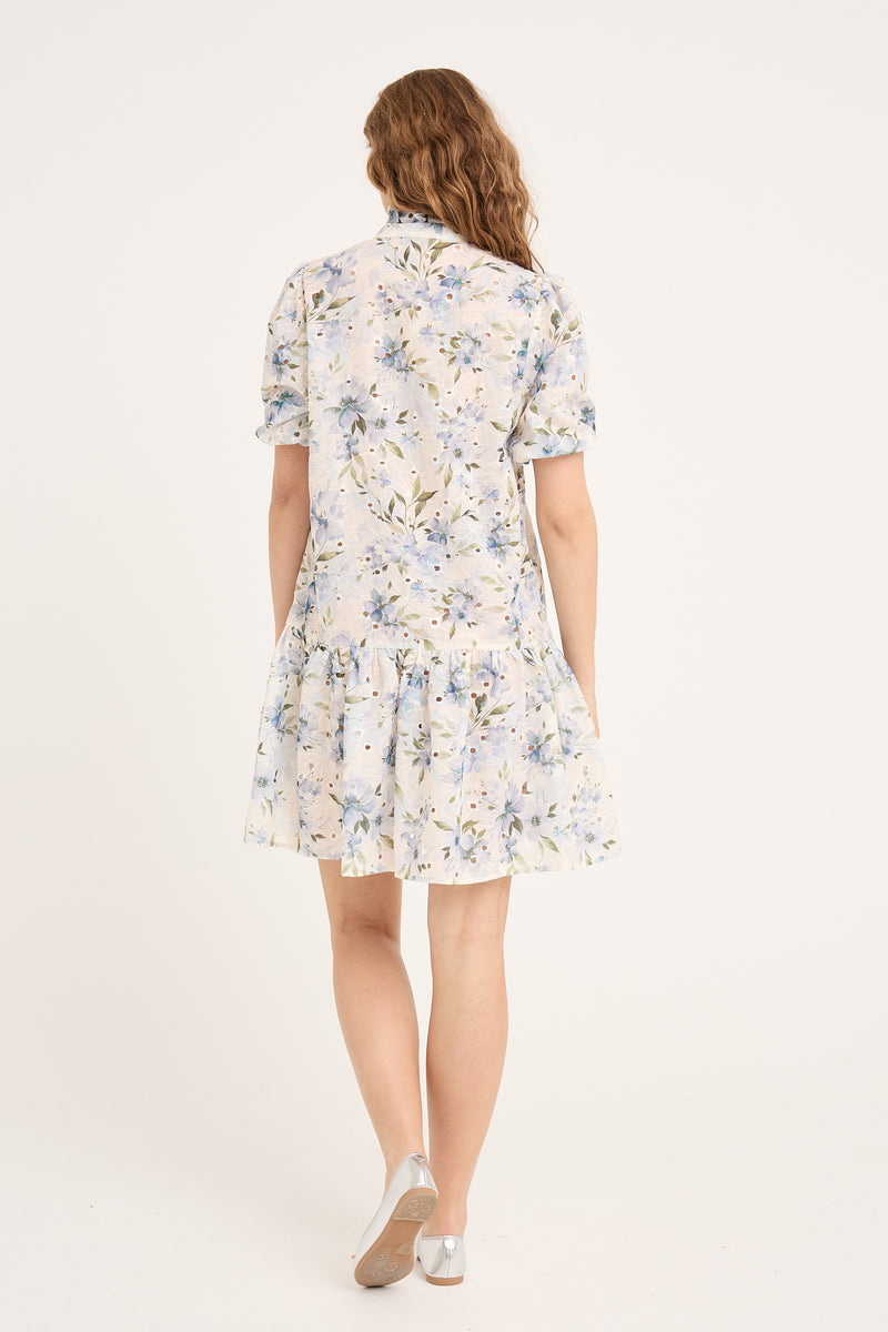 A-View Grete s/s dress AV6057 Dresses 144 White/Blue