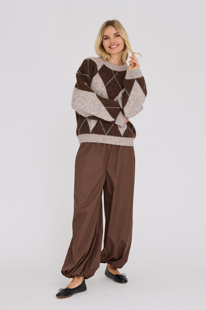 A-View Harlekin Knit Pullover Knit 194 Dark Brown