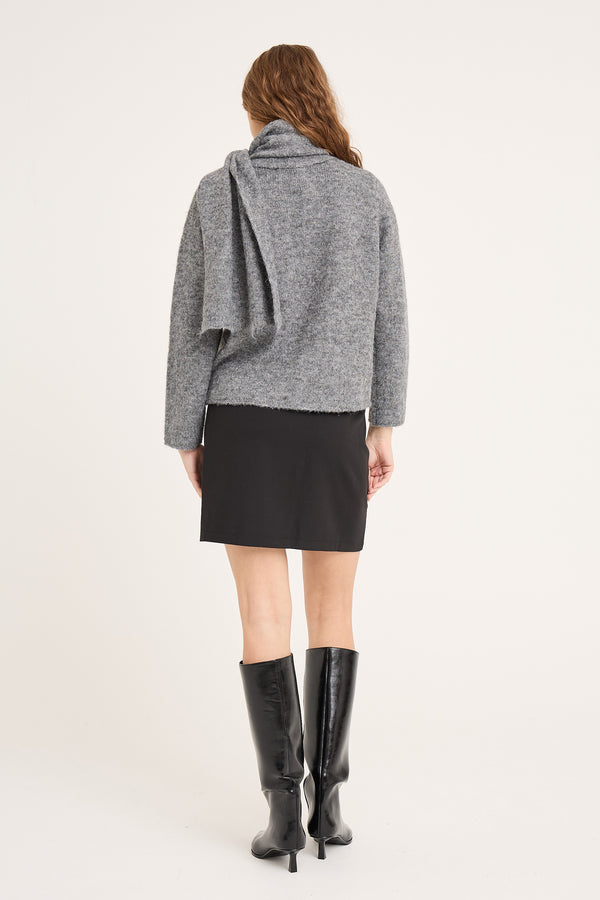 A-View Harper knit scarf cardigan AV6037 Cardigan 990 Medium grey melange