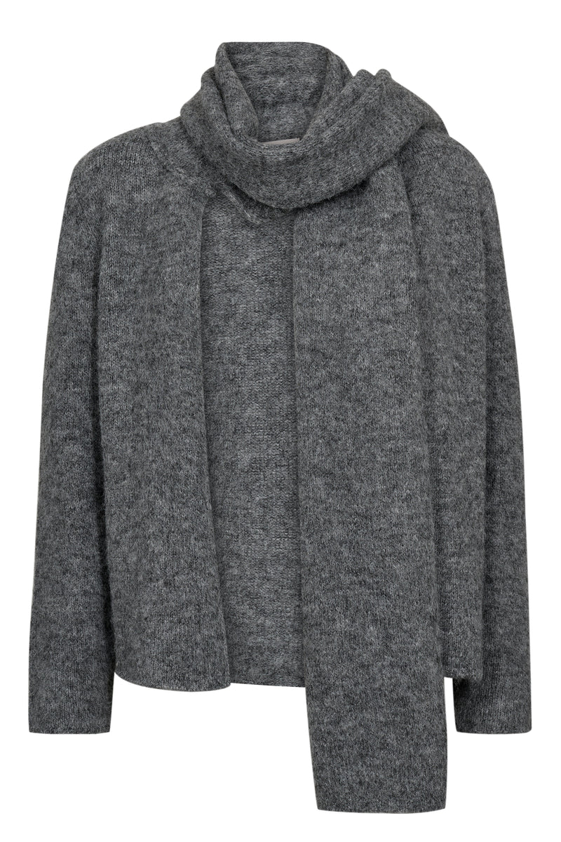 A-View Harper knit scarf cardigan AV6037 Cardigan 990 Medium grey melange