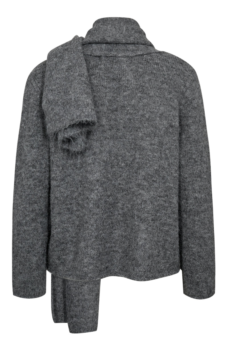 A-View Harper knit scarf cardigan AV6037 Cardigan 990 Medium grey melange