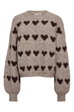 A-View Heart Knit Pullover Knit 186 Sand/Brown