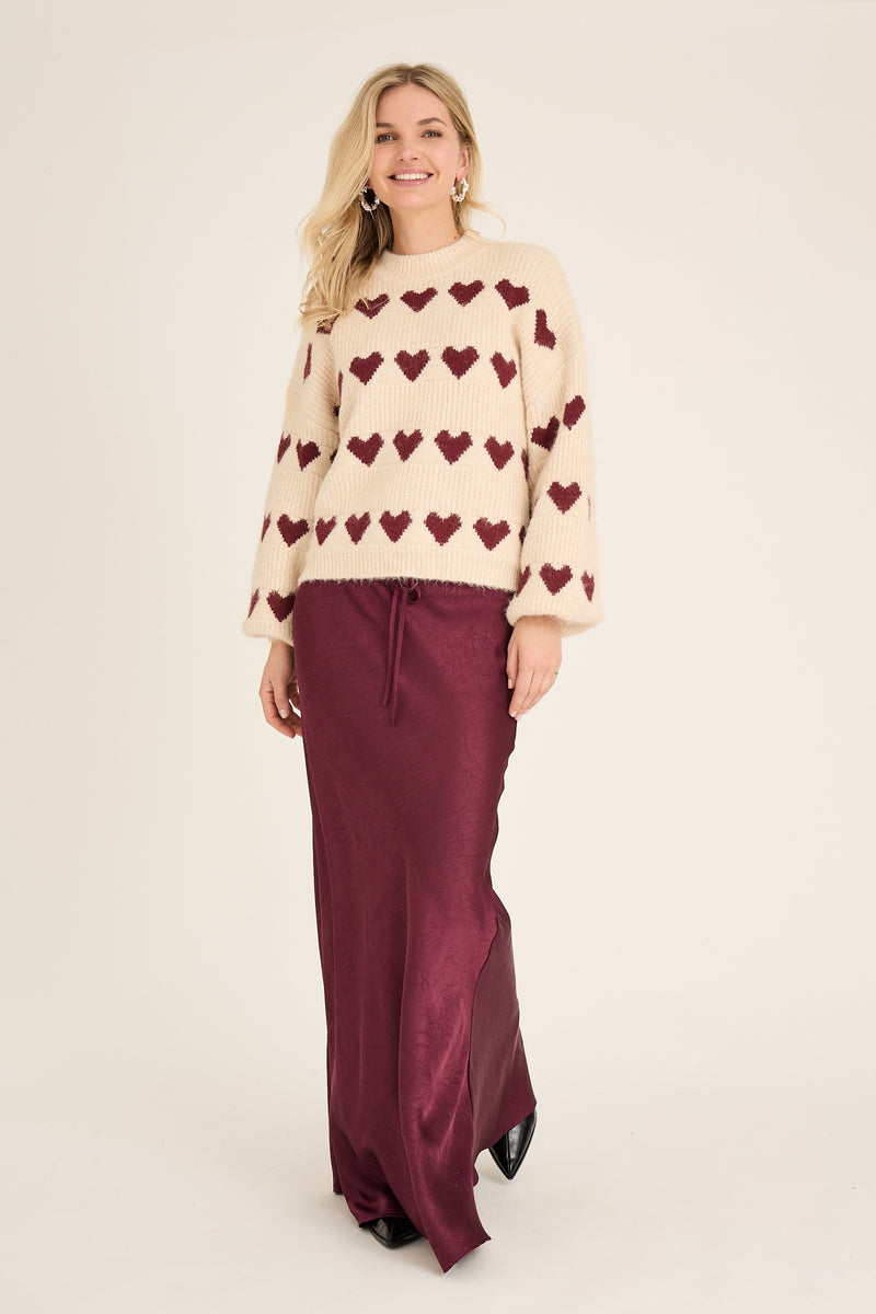 A-View Heart knit pullover AV6034 Knit 150 Off white/bordeaux
