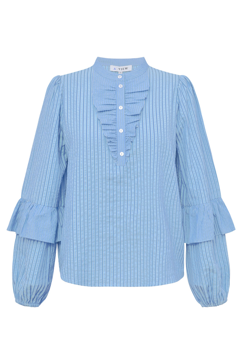 A-View Karin blouse AV4380 Blouse 121 Blue/White