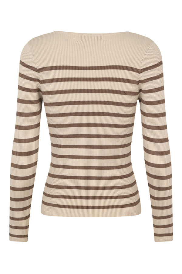 A-View Lana rib stripe blouse AV4709 Knit 186 Sand/brown