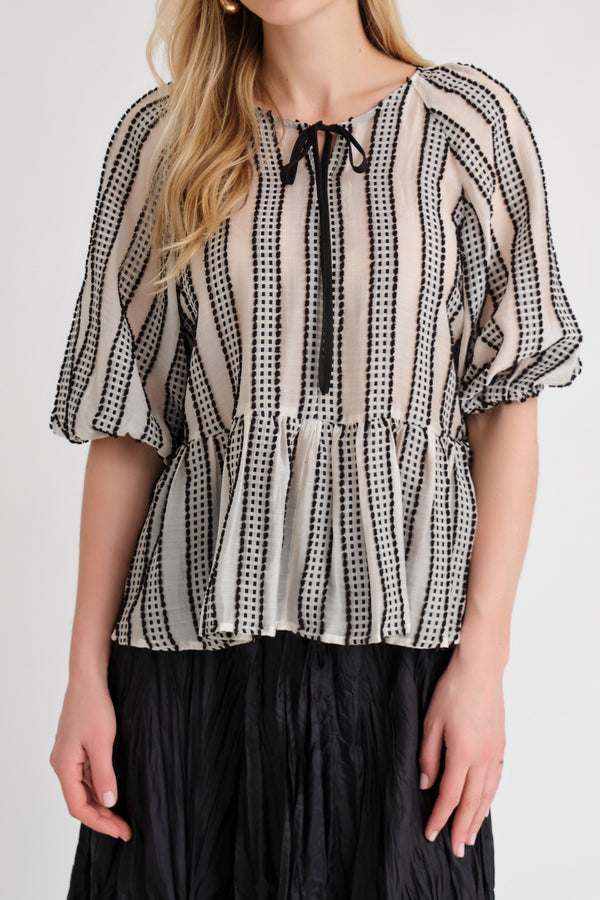 A-View Linea blouse AV4819 Blouse 139 Off white/black stripe