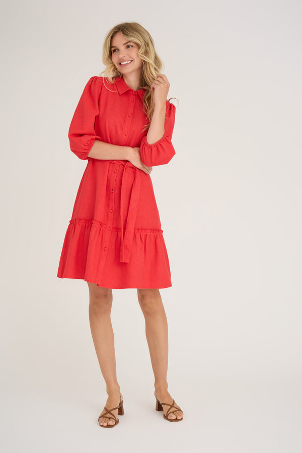 A-View Linen dress AV4124 Dresses 450 Red