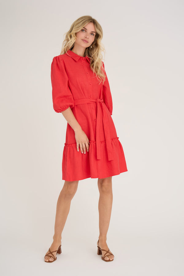 A-View Linen dress AV4124 Dresses 450 Red