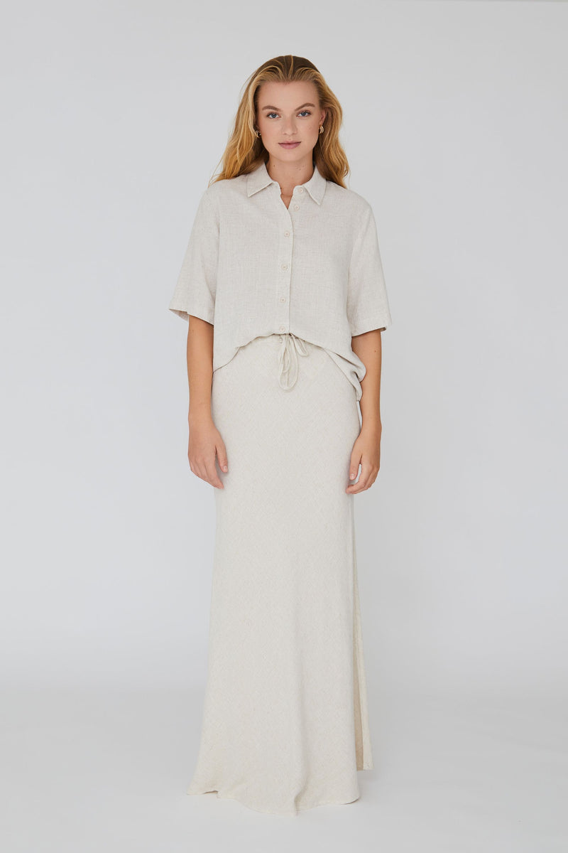 A-View Linen maxi skirt AV4515 Skirt 004 Sand