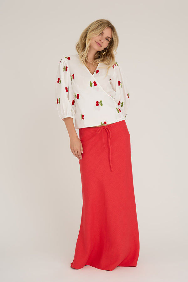 A-View Linen maxi skirt AV4515 Skirt 450 Red