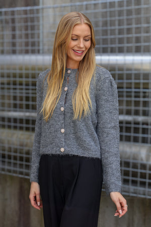 A-View Lissi L/S knit cardigan AV8221 Cardigan 990 Medium Grey Melange
