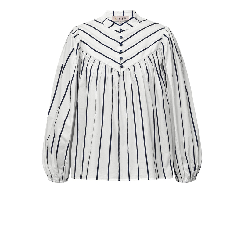 A-View Lizzy blouse AV4027 Blouse White/navy stripe