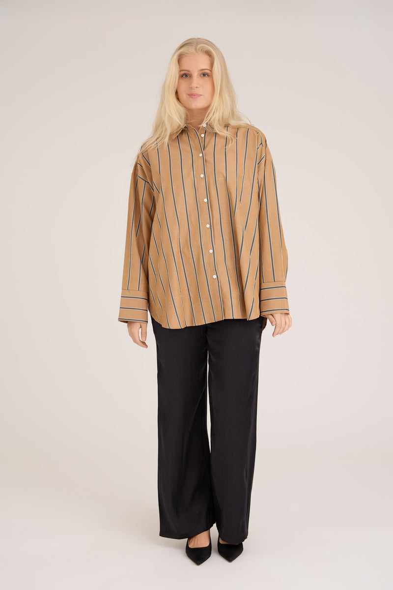 A-View Magnolia stripe shirt AV4795 Shirts 313 Camel/black