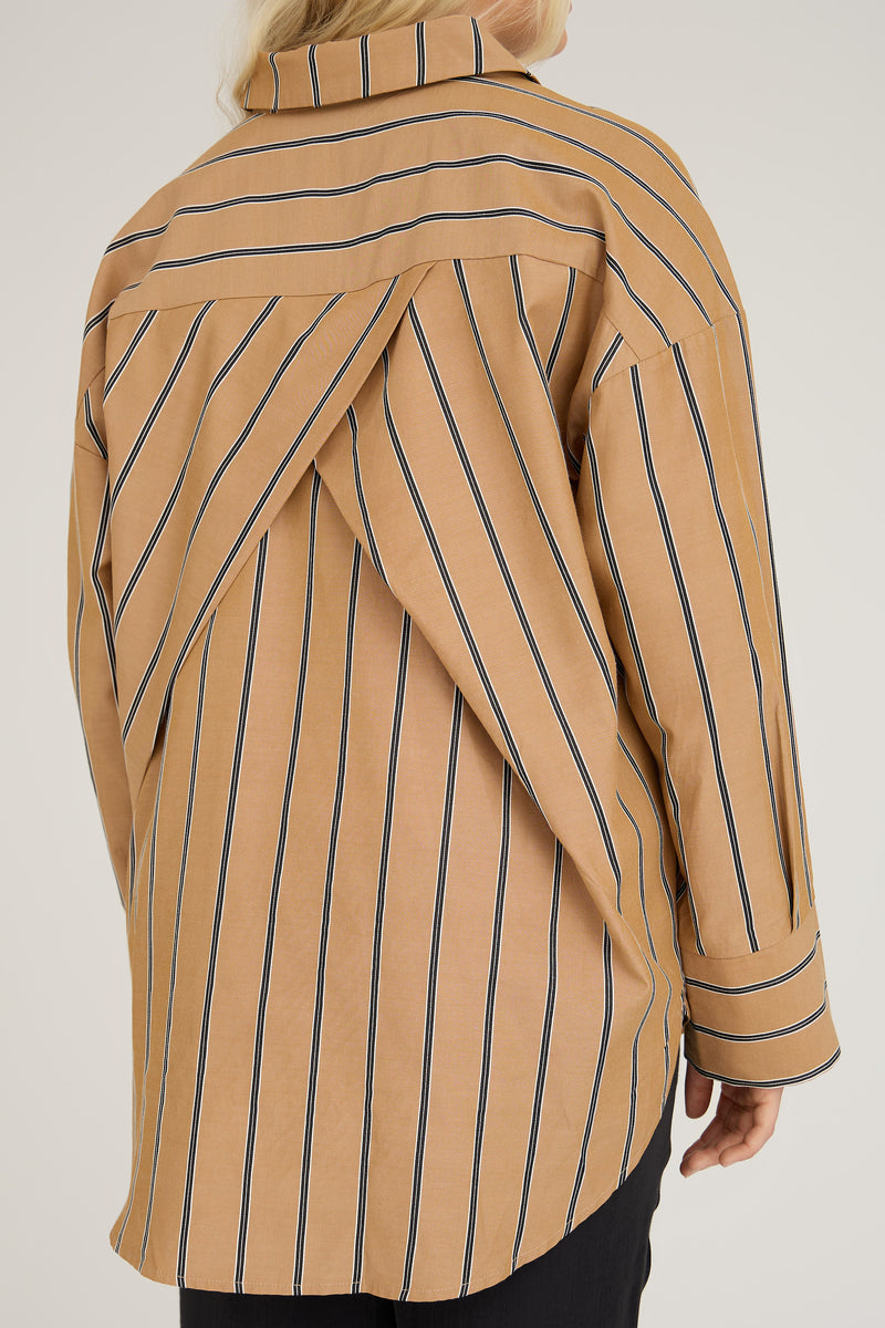 A-View Magnolia stripe shirt AV4795 Shirts 313 Camel/black