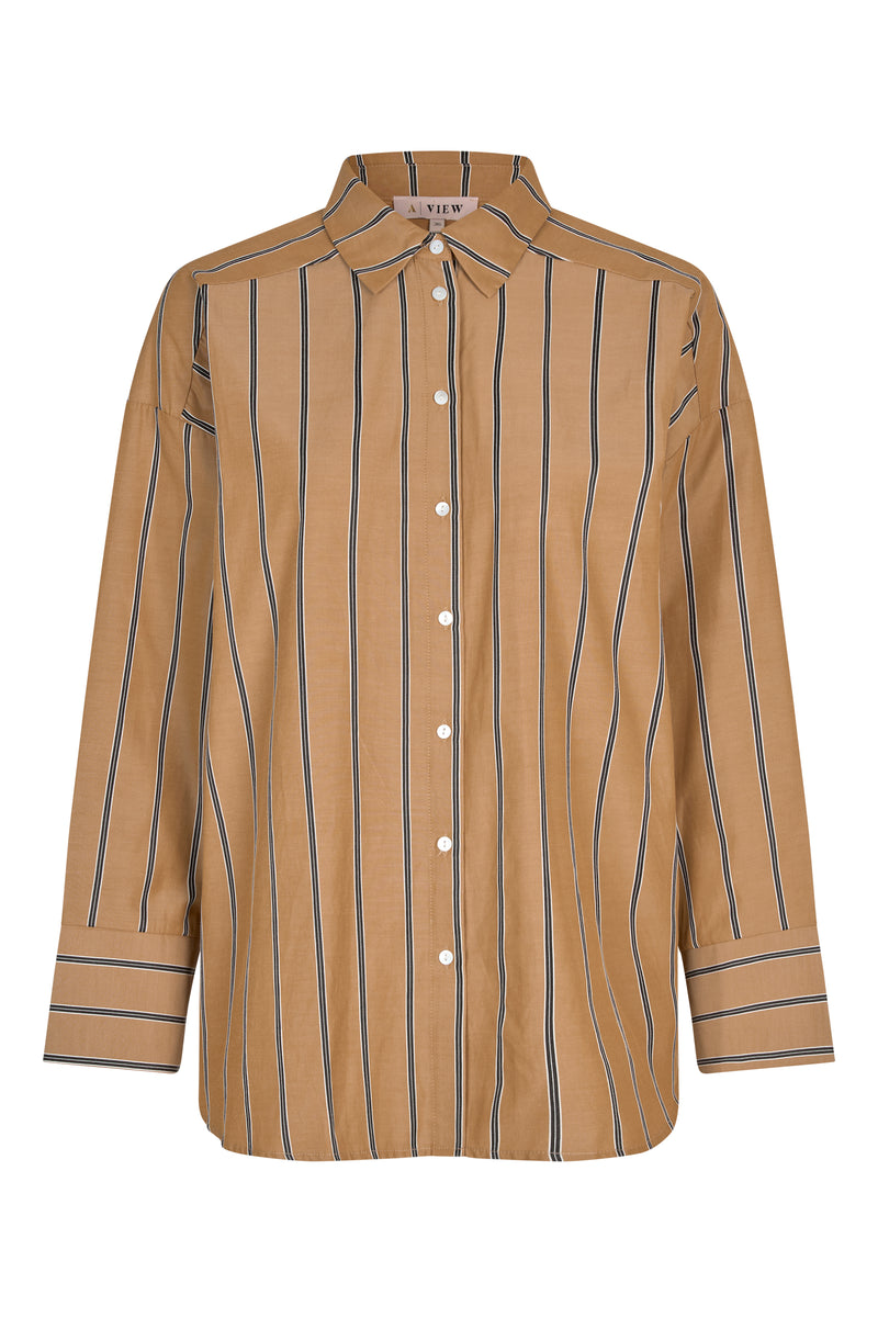 A-View Magnolia stripe shirt AV4795 Shirts 313 Camel/black