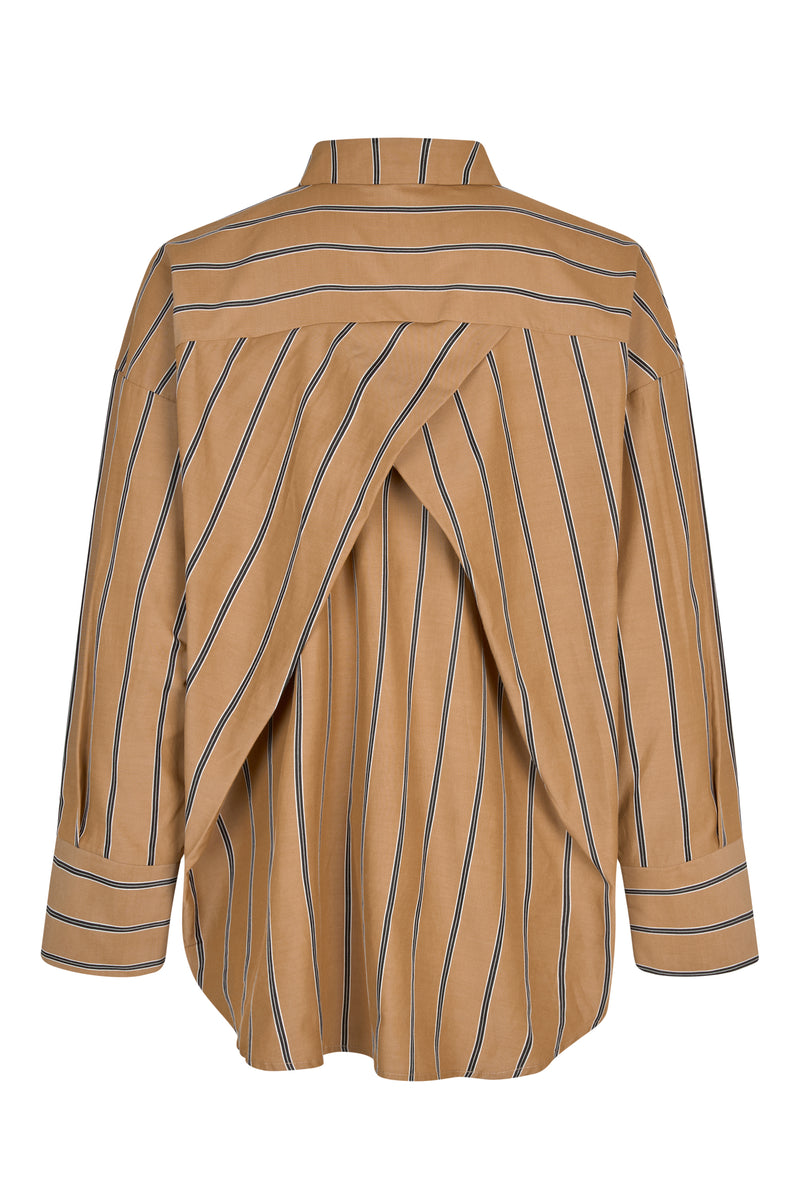 A-View Magnolia stripe shirt AV4795 Shirts 313 Camel/black