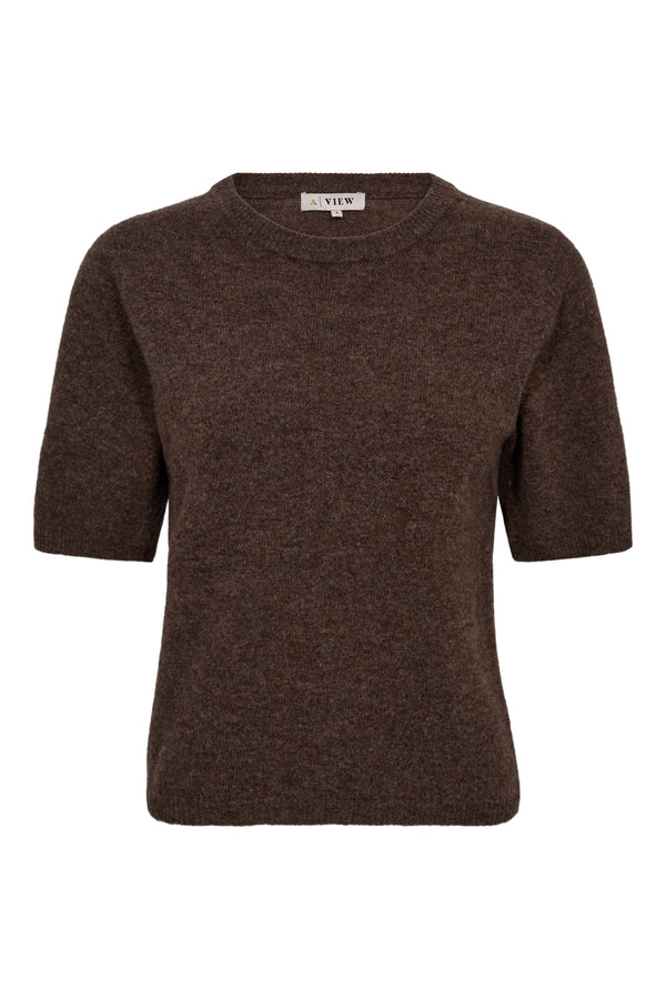 A-View Merino knit s/s pullover AV6077 Knit 117 Brown