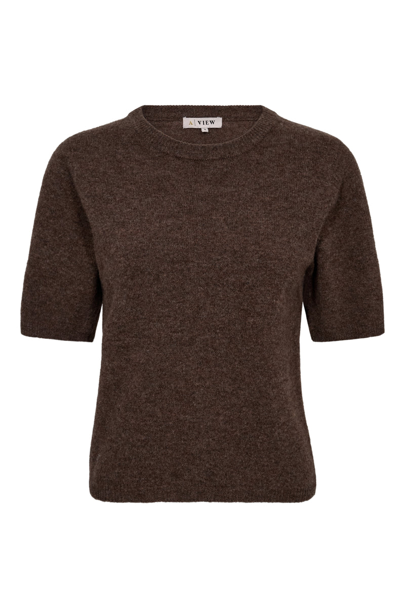 A-View Merino knit s/s pullover AV6077 Knit 117 Brown
