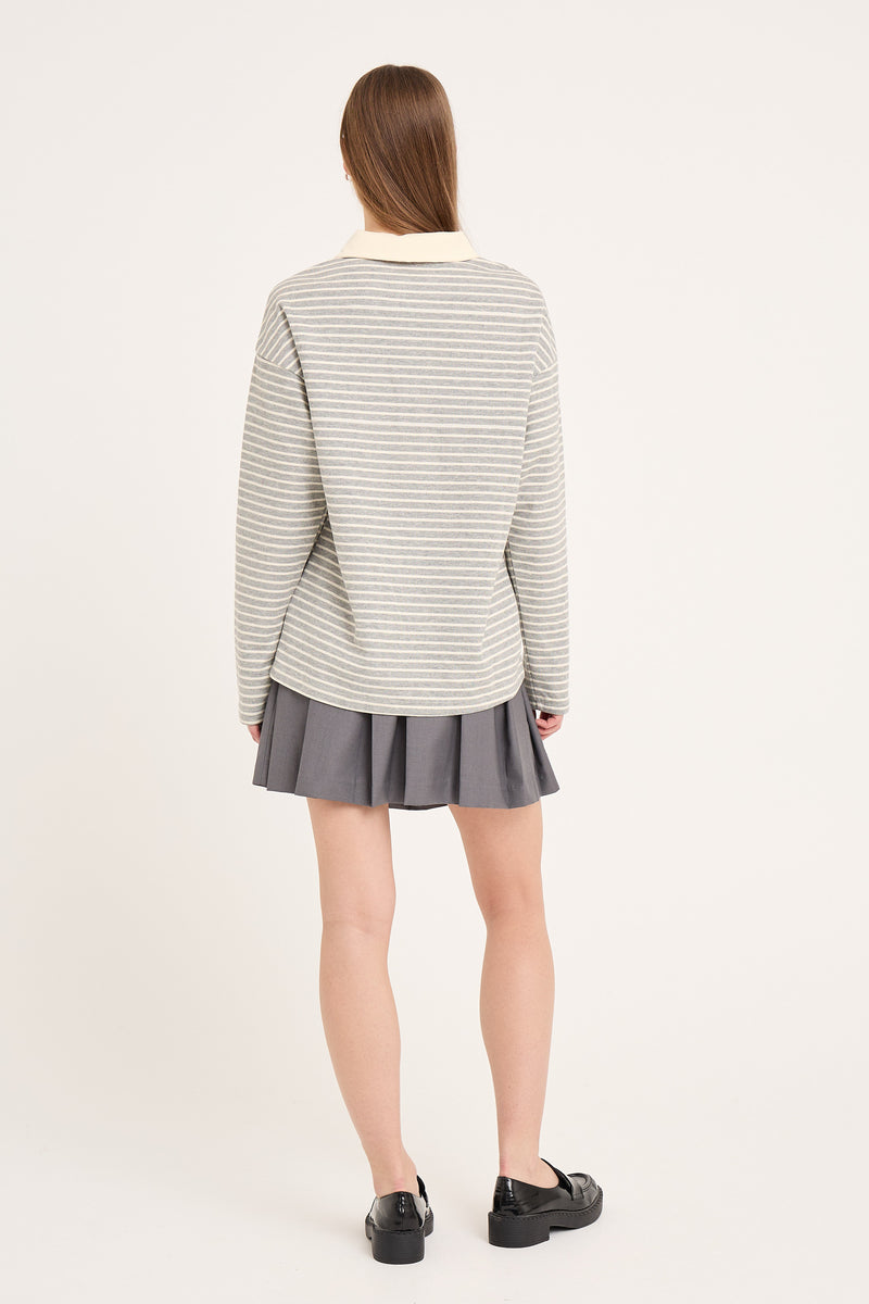 A-View Nila polo blouse AV6042 Blouse 284 grey/white