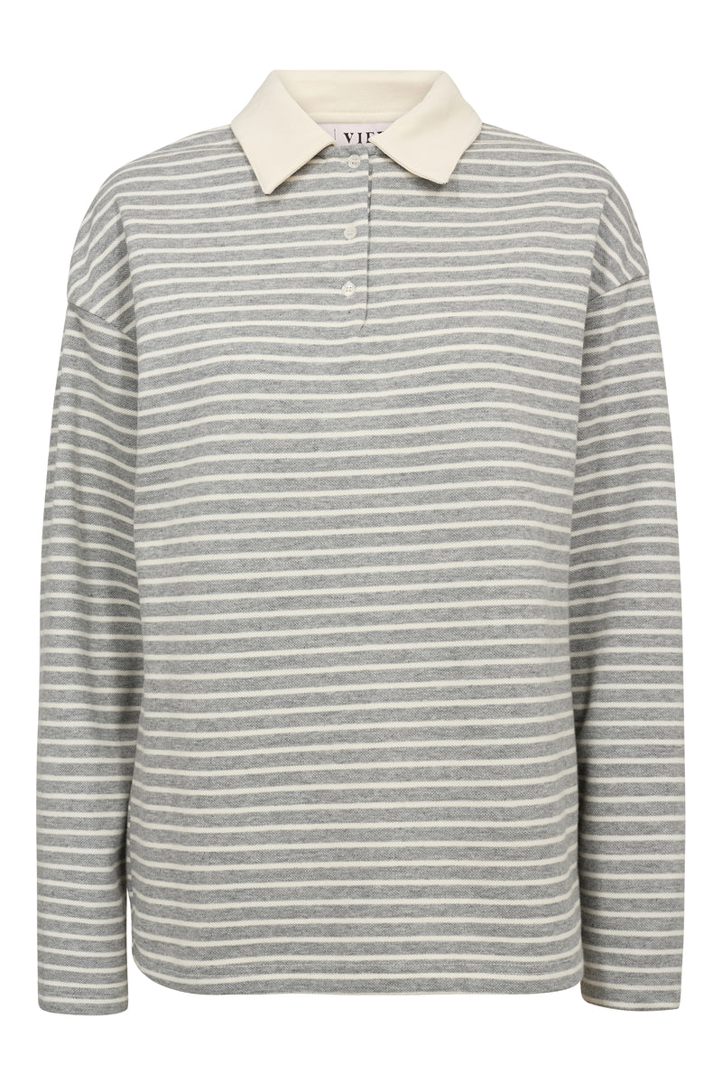 A-View Nila polo blouse AV6042 Blouse 284 grey/white