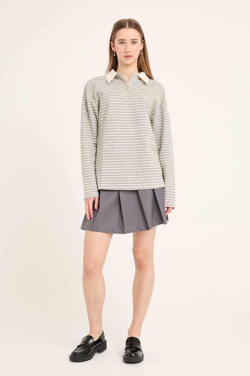 A-View Nila polo blouse AV6042 Blouse 284 grey/white