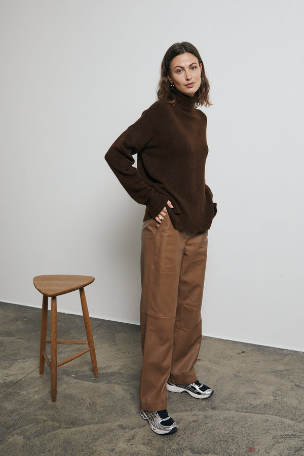 A-View Penny roll neck pullover AV4129 Knit 117 Brown
