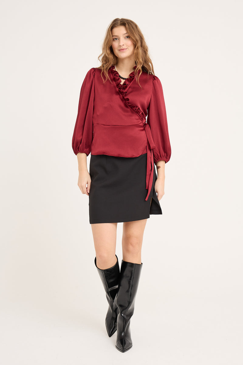 A-View Peony 3/4 Sleeve Blouse AV5082 Blouse 042 Bordeaux