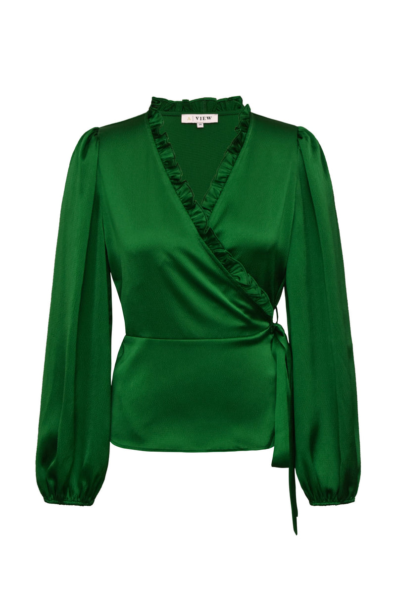 A-View Peony long sleeve blouse Blouse 857 Green