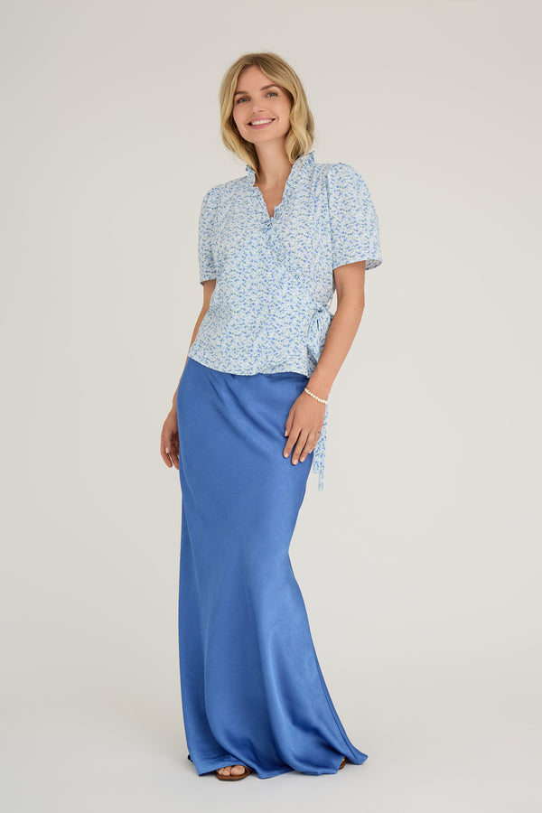 A-View Peony wrap blouse AV4462 Blouse 091 Blue/white