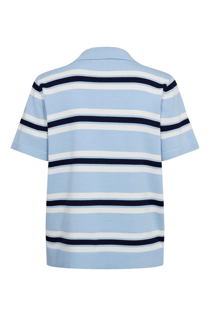 A-View Polo Stripe Knit Blouse AV5060 Blouse 100 Light blue/White stripe
