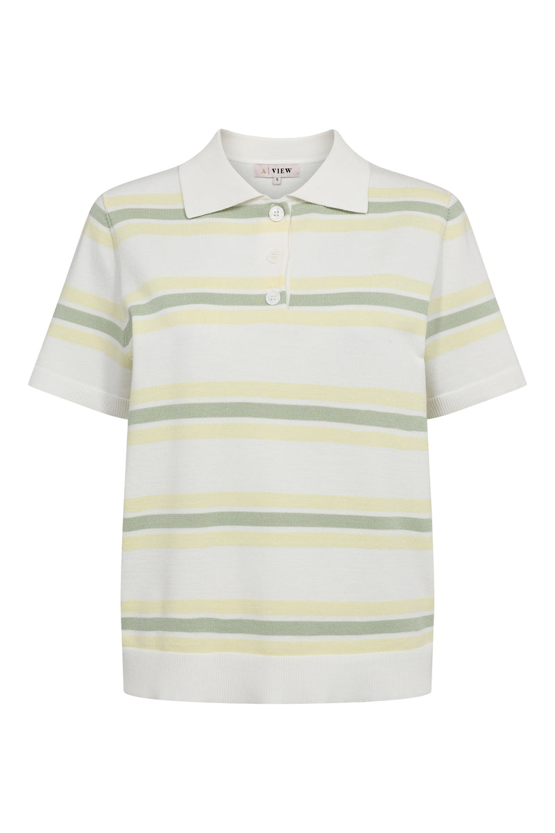 A-View Polo Stripe Knit Blouse AV5060 Blouse 200 White/Yellow