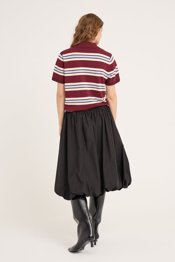 A-View Polo Stripe Knit Blouse AV5060 Blouse 262 Burgundy/white/blue