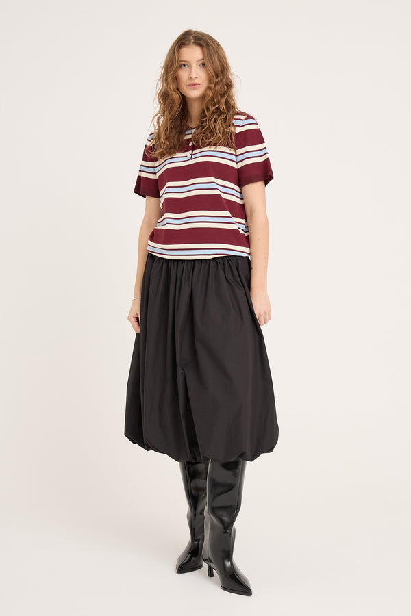 A-View Polo Stripe Knit Blouse AV5060 Blouse 262 Burgundy/white/blue