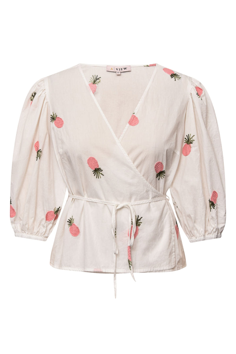 A-View Rebekka fruit blouse AV4369 Blouse 199 White/pink