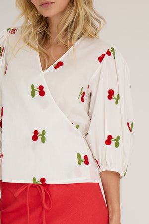 A-View Rebekka fruit blouse AV4851 Blouse 198 White/Red